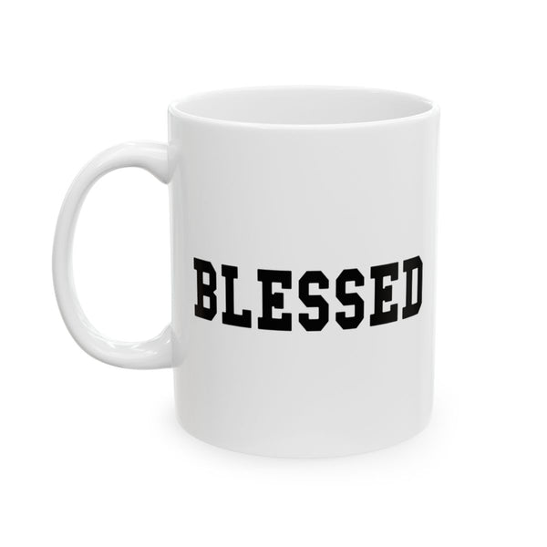 blessed white mug, side one