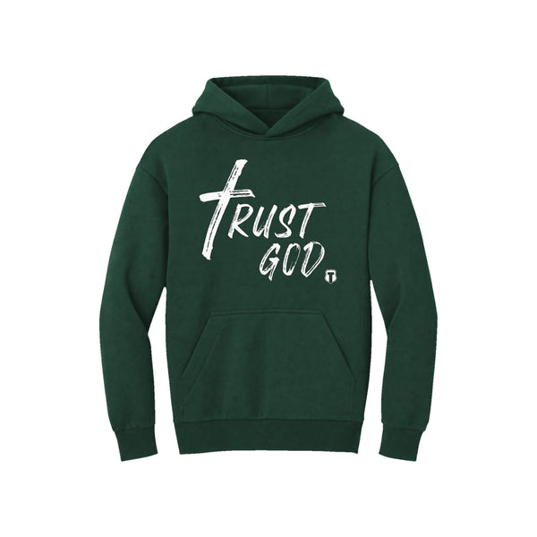 trust god hoodie forest green