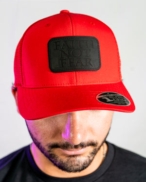 Faith Not Fear Blackout Leather Patch Hat