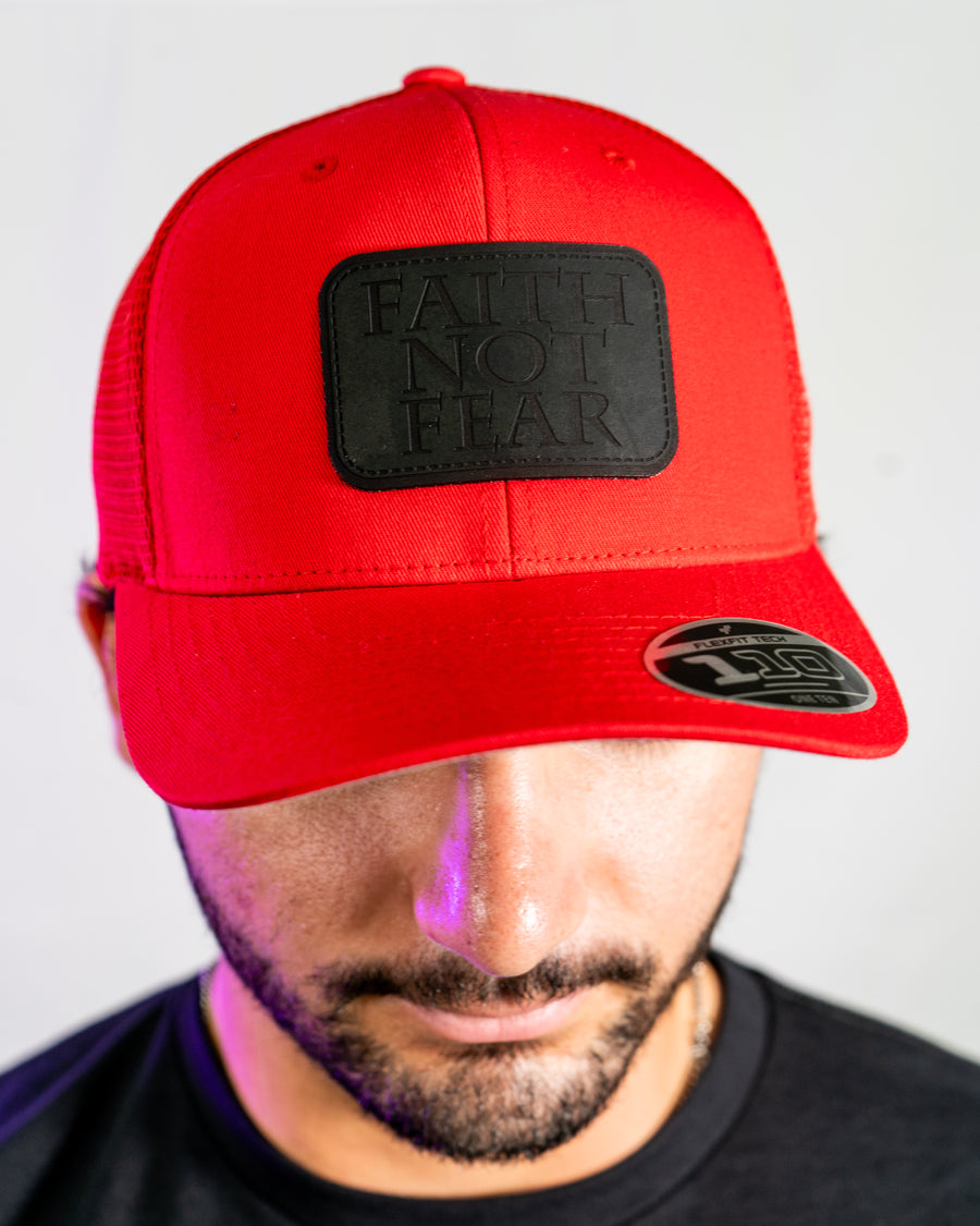 Faith Not Fear Blackout Leather Patch Hat