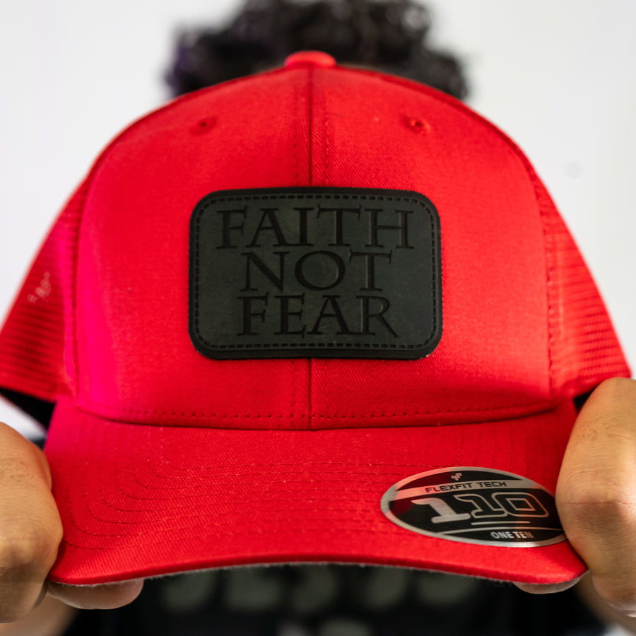 Faith Not Fear Blackout Leather Patch Hat