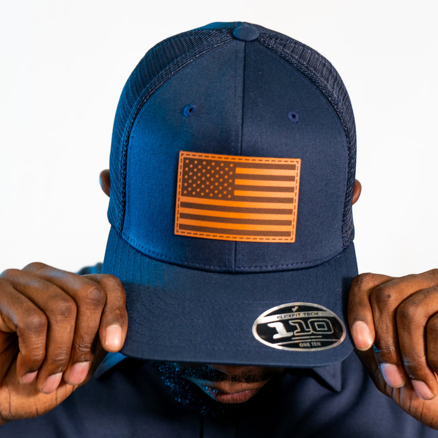 Star Spangled Banner Tan Leather Patch Hat
