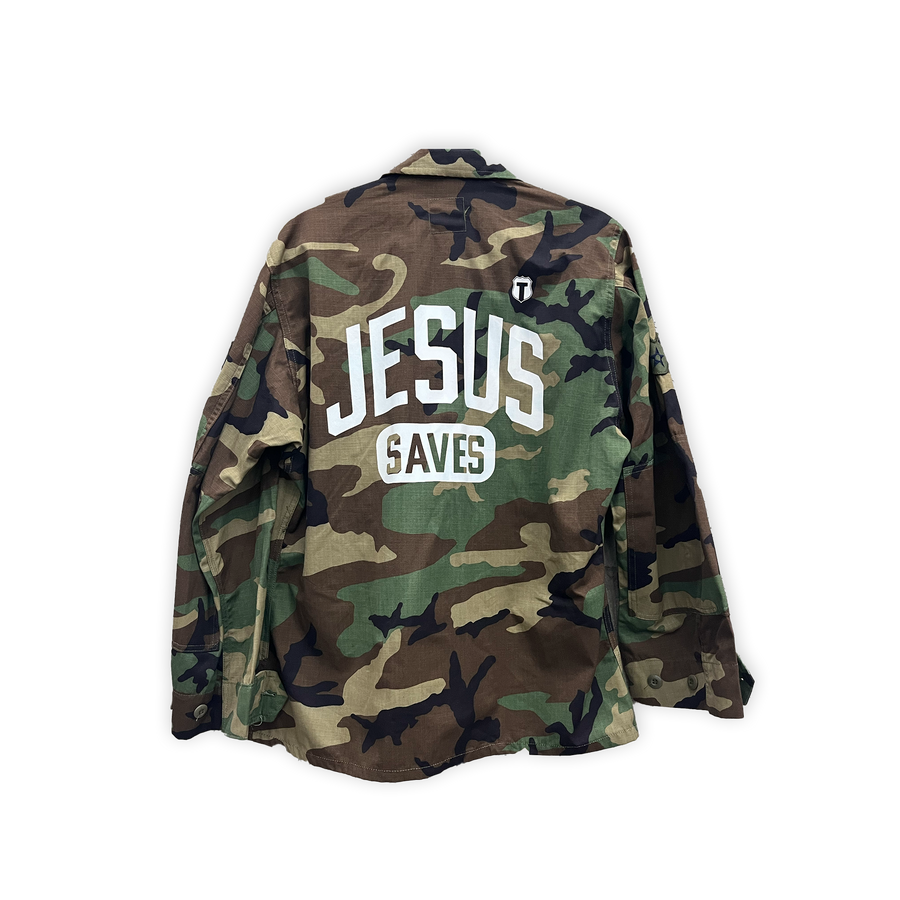 Jesus Saves Vintage Camo Jacket