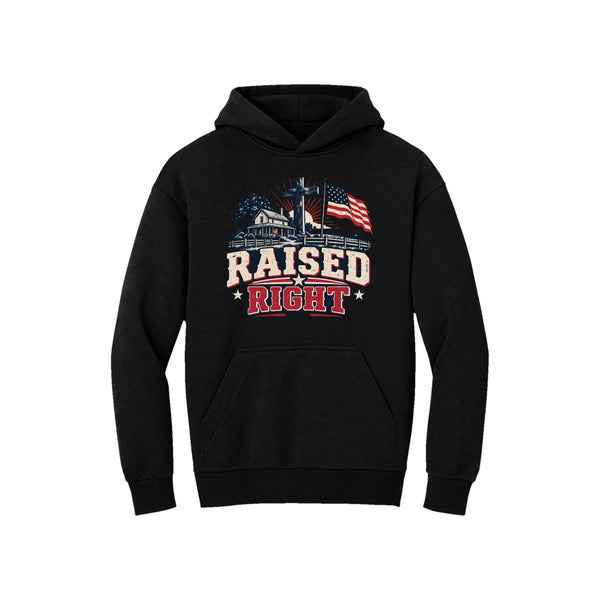 raised right hoodie black