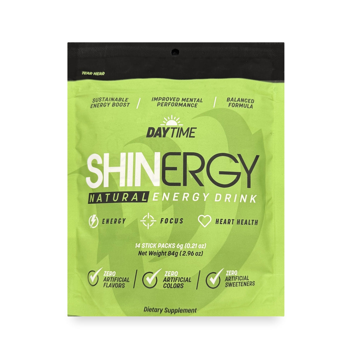 Shinergy Daytime natural energy drink, 14 stick pack bag