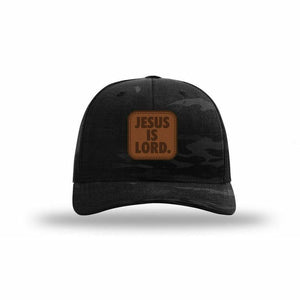 Jesus Is Lord Leather Patch Multicam Trucker Hat - The Officer Tatum Store