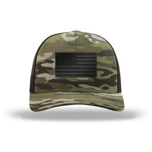 Star Spangled Banner Blackout Edition Leather Patch MultiCam Hat - The Officer Tatum Store