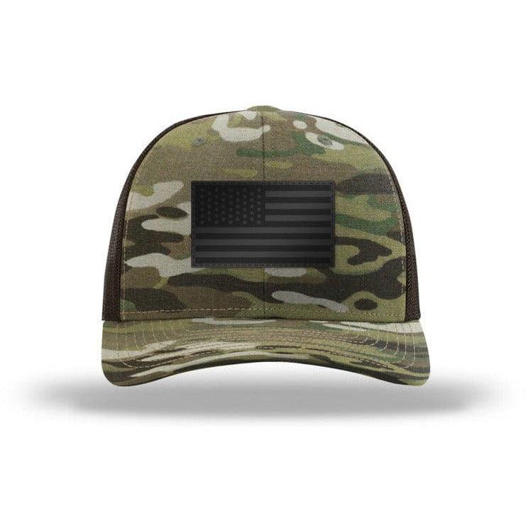 Star Spangled Banner Blackout Edition Leather Patch MultiCam Hat - The Officer Tatum Store