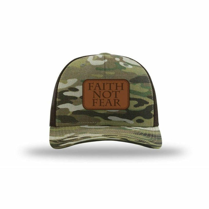 Faith Not Fear Leather Patch MultiCam Hat - The Officer Tatum Store
