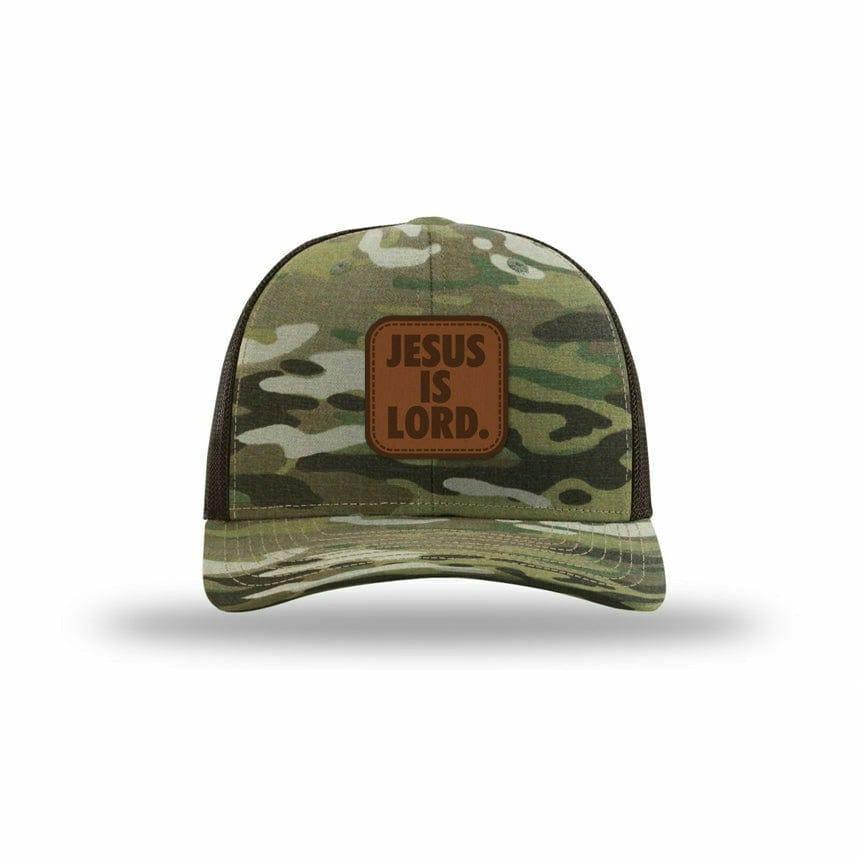 Jesus Is Lord Leather Patch Multicam Trucker Hat - The Officer Tatum Store
