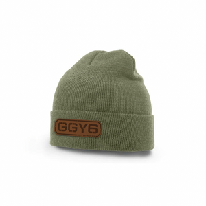 GGY6 Leather Patch Heathered Beanie
