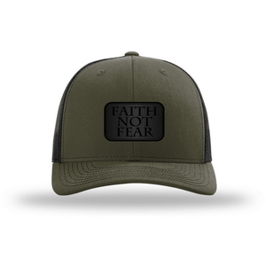 Faith Not Fear Blackout Leather Patch Hat - The Officer Tatum Store