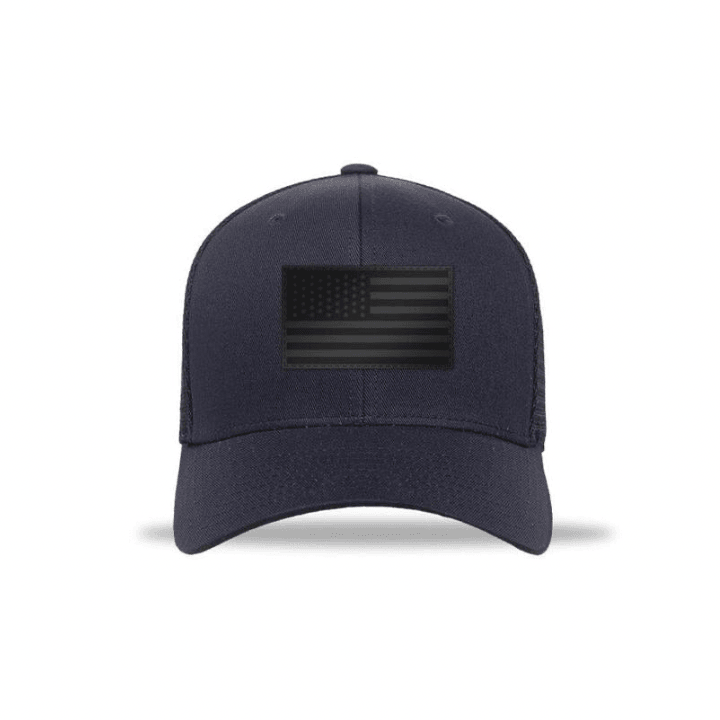 Star Spangled Banner Blackout Edition Leather Patch Hat - The Officer Tatum Store
